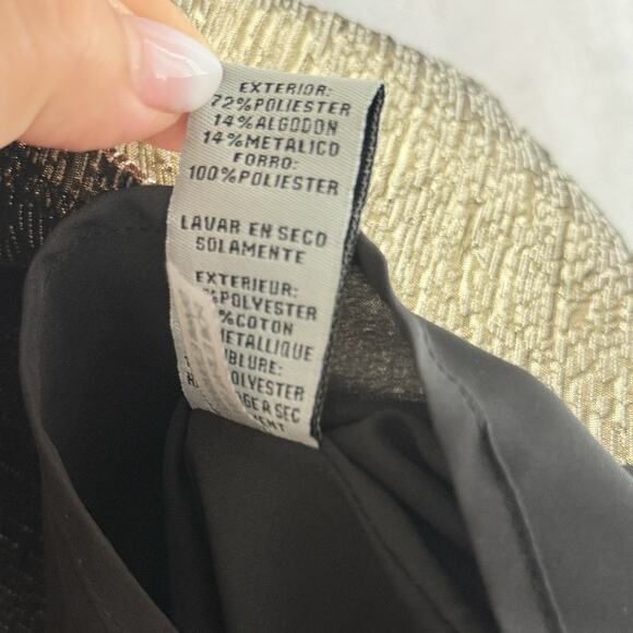 Eliza J Skirt Size 6 A-line Gold Metallic Box Pleat Lined Pockets Maximalist - Picture 5 of 11